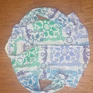 Sigrid Olsen Artisan Shirt Cotton Beach Print Sz L